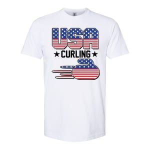 Cool Team USA Curling Flag Logo Sports Fan Softstyle CVC T-Shirt