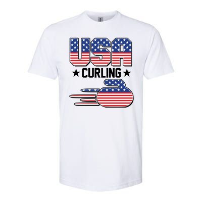 Cool Team USA Curling Flag Logo Sports Fan Softstyle® CVC T-Shirt