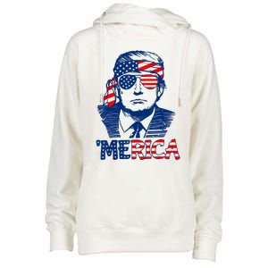 Cool Trump US American Flag Happy 4th Of July Funny Merica Womens Funnel Neck Pullover Hood