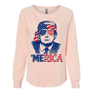 Cool Trump US American Flag Happy 4th Of July Funny Merica Womens California Wash Sweatshirt