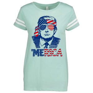 Cool Trump US American Flag Happy 4th Of July Funny Merica Enza Ladies Jersey Football T-Shirt