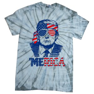 Cool Trump US American Flag Happy 4th Of July Funny Merica Tie-Dye T-Shirt