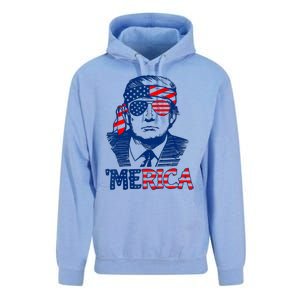 Cool Trump US American Flag Happy 4th Of July Funny Merica Unisex Surf Hoodie