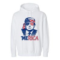 Cool Trump US American Flag Happy 4th Of July Funny Merica Garment-Dyed Fleece Hoodie