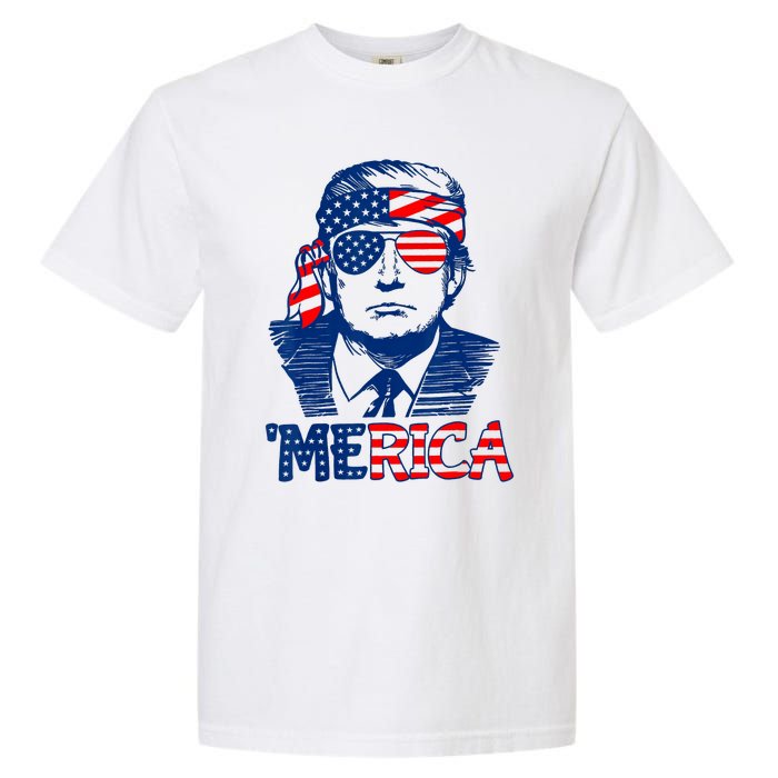 Cool Trump US American Flag Happy 4th Of July Funny Merica Garment-Dyed Heavyweight T-Shirt