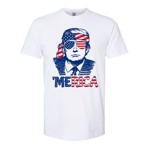 Cool Trump US American Flag Happy 4th Of July Funny Merica Softstyle CVC T-Shirt