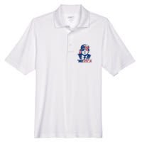 Cool Trump US American Flag Happy 4th Of July Funny Merica Men's Origin Performance Pique Polo