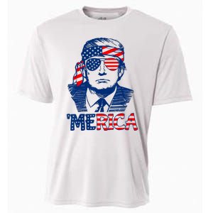 Cool Trump US American Flag Happy 4th Of July Funny Merica Cooling Performance Crew T-Shirt