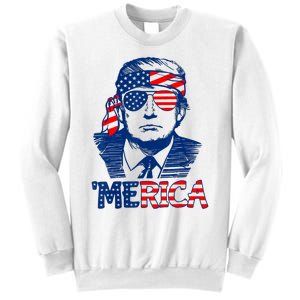 Cool Trump US American Flag Happy 4th Of July Funny Merica Sweatshirt