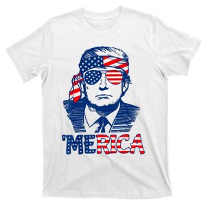 Cool Trump US American Flag Happy 4th Of July Funny Merica T-Shirt