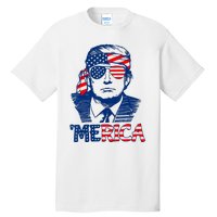 Cool Trump US American Flag Happy 4th Of July Funny Merica Tall T-Shirt