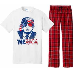 Cool Trump US American Flag Happy 4th Of July Funny Merica Pajama Set