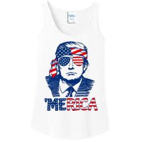 Cool Trump US American Flag Happy 4th Of July Funny Merica Ladies Essential Tank