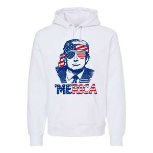 Cool Trump US American Flag Happy 4th Of July Funny Merica Premium Hoodie