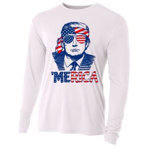 Cool Trump US American Flag Happy 4th Of July Funny Merica Cooling Performance Long Sleeve Crew