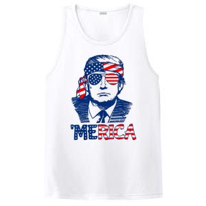 Cool Trump US American Flag Happy 4th Of July Funny Merica PosiCharge Competitor Tank