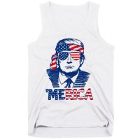 Cool Trump US American Flag Happy 4th Of July Funny Merica Tank Top