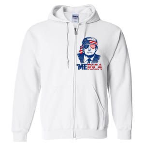 Cool Trump US American Flag Happy 4th Of July Funny Merica Full Zip Hoodie