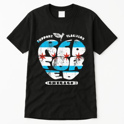 Chicago Teachers Union Vintage Apple Flag Red For Ed Tall T-Shirt