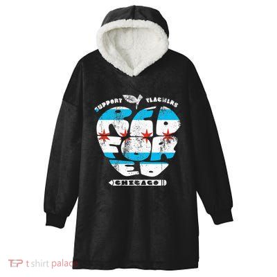 Chicago Teachers Union Vintage Apple Flag Red For Ed Hooded Wearable Blanket