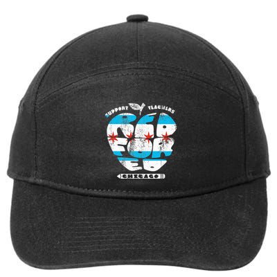 Chicago Teachers Union Vintage Apple Flag Red For Ed 7-Panel Snapback Hat