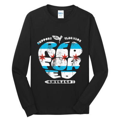 Chicago Teachers Union Vintage Apple Flag Red For Ed Tall Long Sleeve T-Shirt