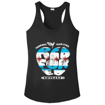 Chicago Teachers Union Vintage Apple Flag Red For Ed Ladies PosiCharge Competitor Racerback Tank