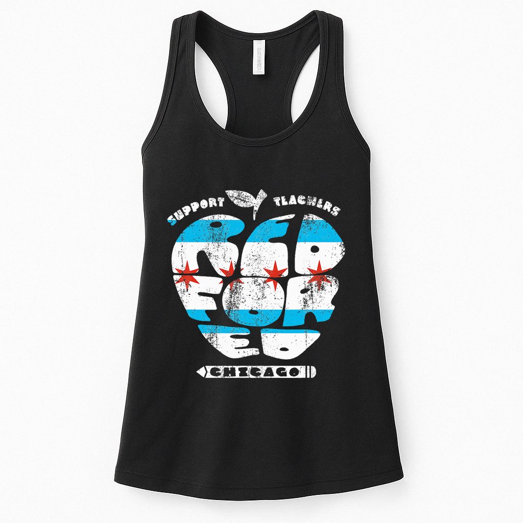 Chicago Teachers Union Vintage Apple Flag Red For Ed Womens Tank Top