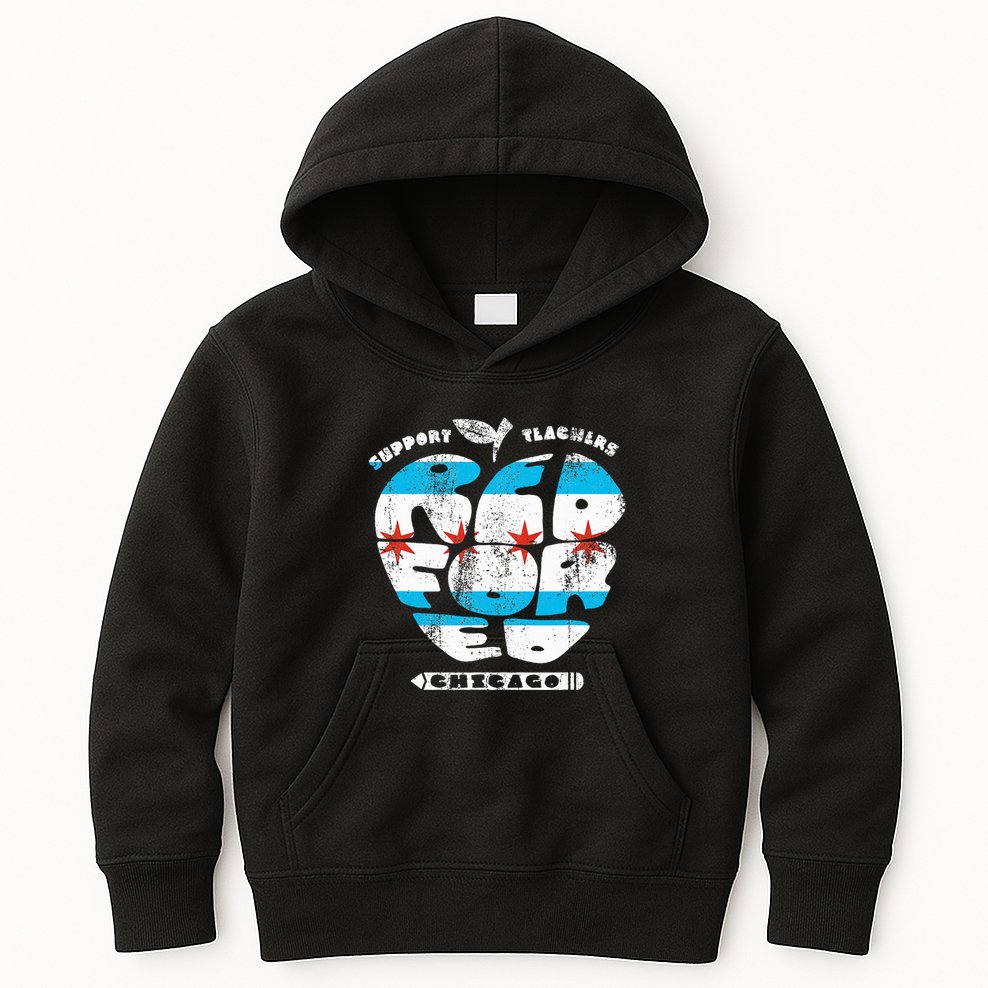 Chicago Teachers Union Vintage Apple Flag Red For Ed Kids Hoodie