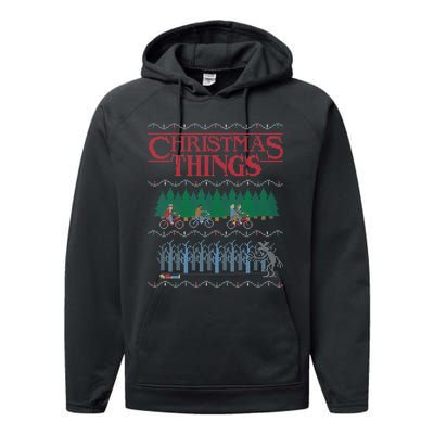 Christmas Things Ugly Christmas Sweater Performance Fleece Hoodie