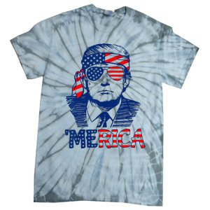 Cool Trump US American Flag Happy 4th Of July Funny Merica  Tie-Dye T-Shirt