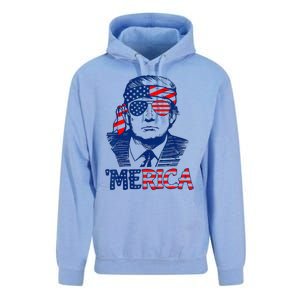 Cool Trump US American Flag Happy 4th Of July Funny Merica  Unisex Surf Hoodie