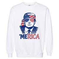 Cool Trump US American Flag Happy 4th Of July Funny Merica  Garment-Dyed Sweatshirt