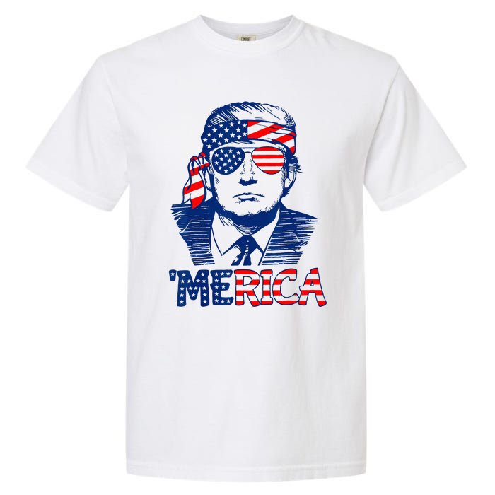 Cool Trump US American Flag Happy 4th Of July Funny Merica  Garment-Dyed Heavyweight T-Shirt