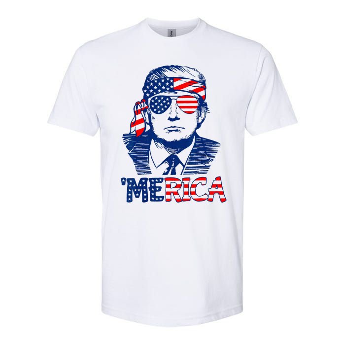 Cool Trump US American Flag Happy 4th Of July Funny Merica  Softstyle CVC T-Shirt