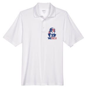 Cool Trump US American Flag Happy 4th Of July Funny Merica  Men's Origin Performance Pique Polo