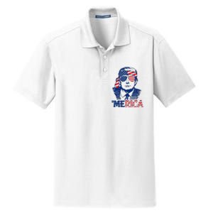 Cool Trump US American Flag Happy 4th Of July Funny Merica  Dry Zone Grid Polo