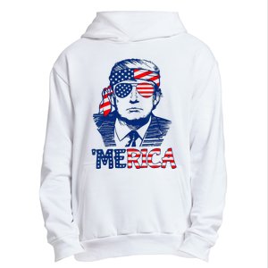 Cool Trump US American Flag Happy 4th Of July Funny Merica  Urban Pullover Hoodie