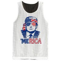 Cool Trump US American Flag Happy 4th Of July Funny Merica  Mesh Reversible Basketball Jersey Tank