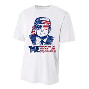 Cool Trump US American Flag Happy 4th Of July Funny Merica  Performance Sprint T-Shirt