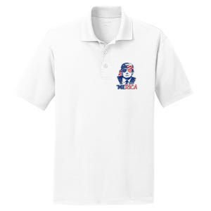 Cool Trump US American Flag Happy 4th Of July Funny Merica  PosiCharge RacerMesh Polo