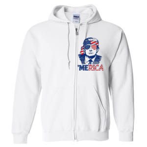 Cool Trump US American Flag Happy 4th Of July Funny Merica  Full Zip Hoodie