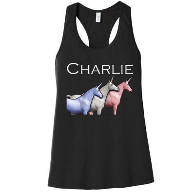 Charlie The Unicorns Shun Raglan Baseball Women's Racerback Tank