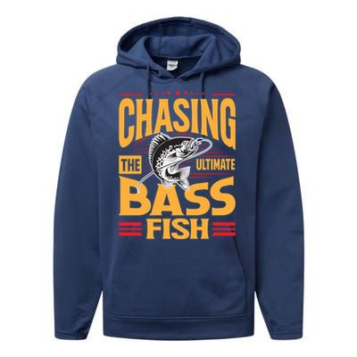 Chasing The Ultimate Bass Fish Funny Gift Performance Fleece Hoodie