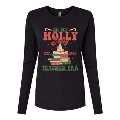 Christmas Teacher Vibes In My Holly Xmas Jolly Teacher Era Cool Gift Womens Cotton Relaxed Long Sleeve T-Shirt