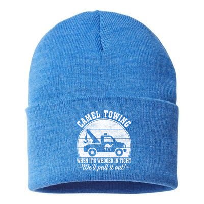 Camel Towing Vintage Tow Truck Funny Saying Adult Humor Gift Sustainable Knit Beanie