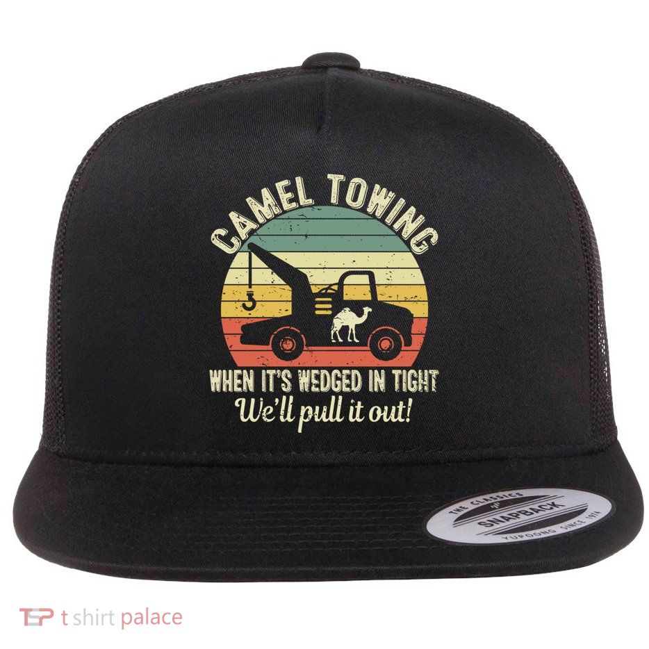 Camel Towing Vintage Tow Truck Retro Funny Adult Humor Cute Gift Flatbill Hat