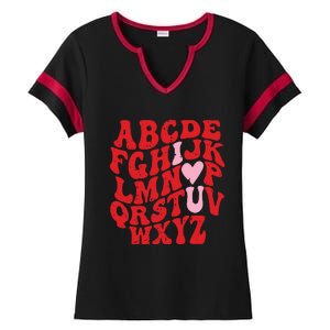 Cute Teacher Valentine Teacher Alphabet Ladies Halftime Notch Neck Tee