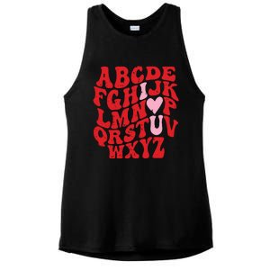 Cute Teacher Valentine Teacher Alphabet Ladies PosiCharge Tri-Blend Wicking Tank