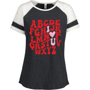 Cute Teacher Valentine Teacher Alphabet Enza Ladies Jersey Colorblock Tee